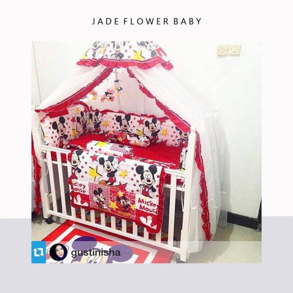 Mickey has always been timeless. Red mickey for your baby bedding, as seen on @gustinisha